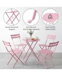 gaomon 5Piece Patio Bistro Set – Metal Frame Folding Patio Furniture, Bistro Table and Chairs Set, No Assembly Needed, for Balcony, Yard, Garden