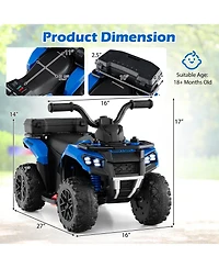 Slickblue Kids Ride-On Atv 6V with Spray, Music and Rear Storage Box