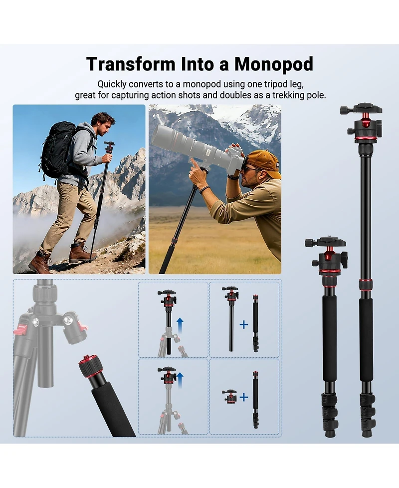 Neewer TP14B Camera Tripod with 182 cm, 13.2 lb for select iPhone models