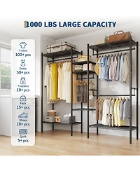 gaomon 73.6" Metal Heavy Duty Clothes Rack, Organizer Rack with Adjustable Shelves and Hanging Rods for Closet, Wardrobe, for Dorm
