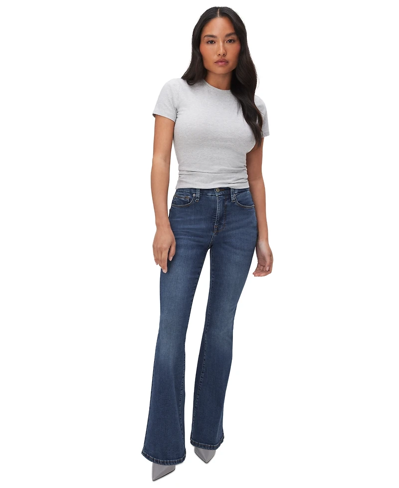 Good American Women's Mid-Rise Flare Jeans, Regular & Plus