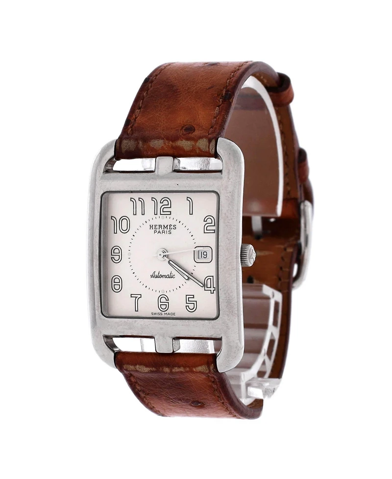 Pre-Owned HERMES Cape Cod Automatic Watch in Stainless Steel and Ostrich 29mm