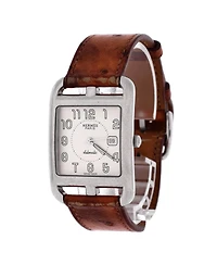 Pre-Owned HERMES Cape Cod Automatic Watch in Stainless Steel and Ostrich 29mm