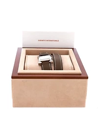 Pre-Owned HERMES Heure H Double Tour Quartz Watch in Stainless Steel and Leather 21mm