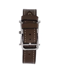 Pre-Owned Hermes Heure H Quartz Watch in Stainless Steel and Leather 21mm