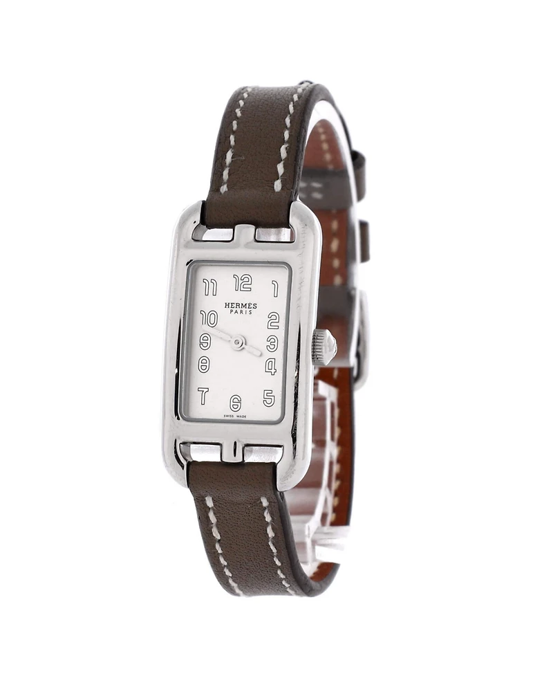 Pre-Owned HERMES Nantucket Quartz Watch in Stainless Steel and Leather 17mm