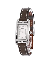 Pre-Owned HERMES Nantucket Quartz Watch in Stainless Steel and Leather 17mm