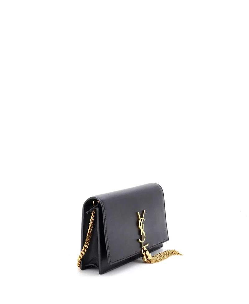 Pre-Owned Saint Laurent Classic Monogram Tassel Chain Wallet Leather