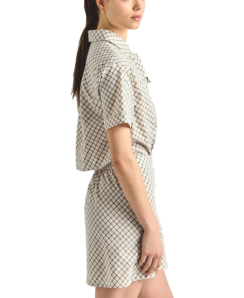 Derek Lam 10 Crosby Women's Delaney Mini Check Shirting Open Back Dress