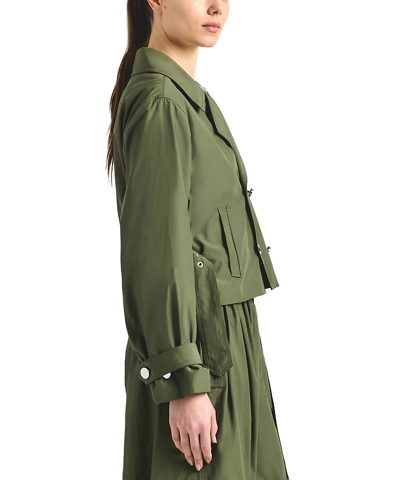 Derek Lam 10 Crosby Women's Renata Poplin Button Front Cropped Trench Jacket