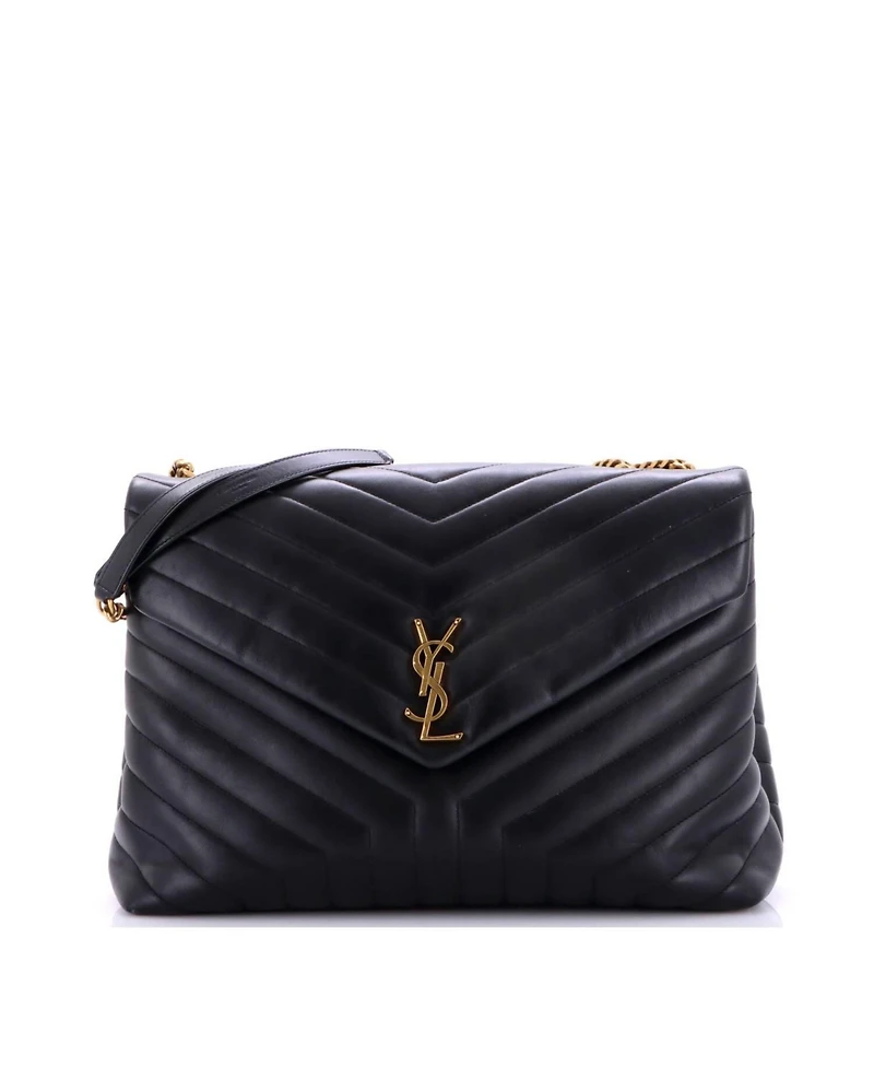 Pre-Owned Saint Laurent Large Loulou Shoulder Bag Matelasse Chevron Leather