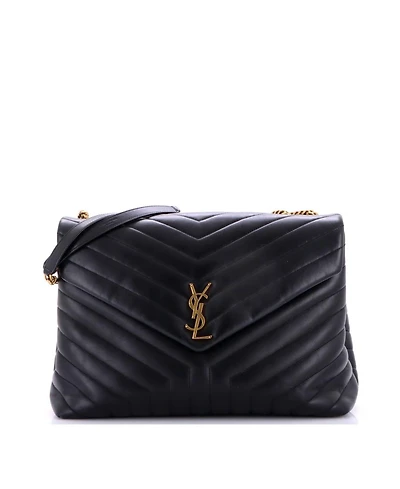Pre-Owned Saint Laurent Large Loulou Shoulder Bag Matelasse Chevron Leather