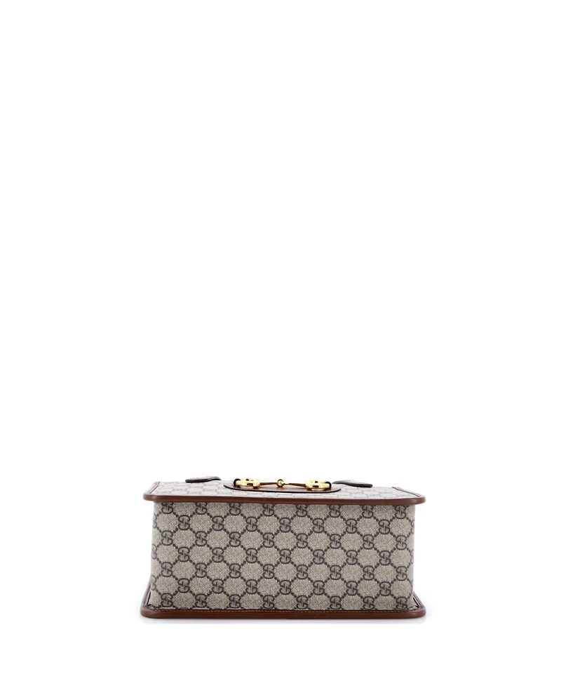 Pre-Owned Gucci Small Horsebit 1955 Boston Bag Gg Coated Canvas