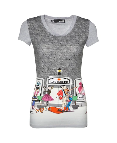 Pre-Owned Love Moschino Women's Boutique Scene Graphic Cotton T-Shirt