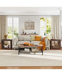 Costway 2-Tier End Table with Storage Shelf Hollow-out Design for Living Room