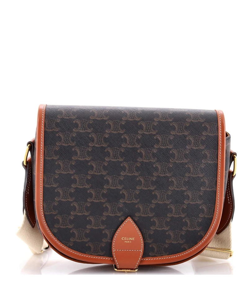 Pre-Owned Celine Large Folco Bag Triomphe Coated Canvas