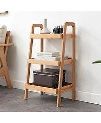 flynama 3 Tier Solid Wood Entryway Storage Bench Multifunctional A-shaped Ladder Shelf Rack