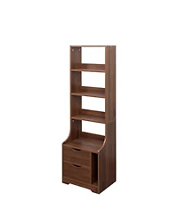 flynama Tall Nightstand with Bookshelf and 2 Drawers Space Saving Bedroom Storage