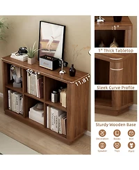 flynama 40 Inch Wide 6-Cube Curved Edge Low Horizontal Farmhouse Bookcase