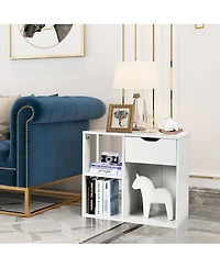 Costway 3-tier Side Table with Storage Shelfand Drawer Space-saving Nightstand