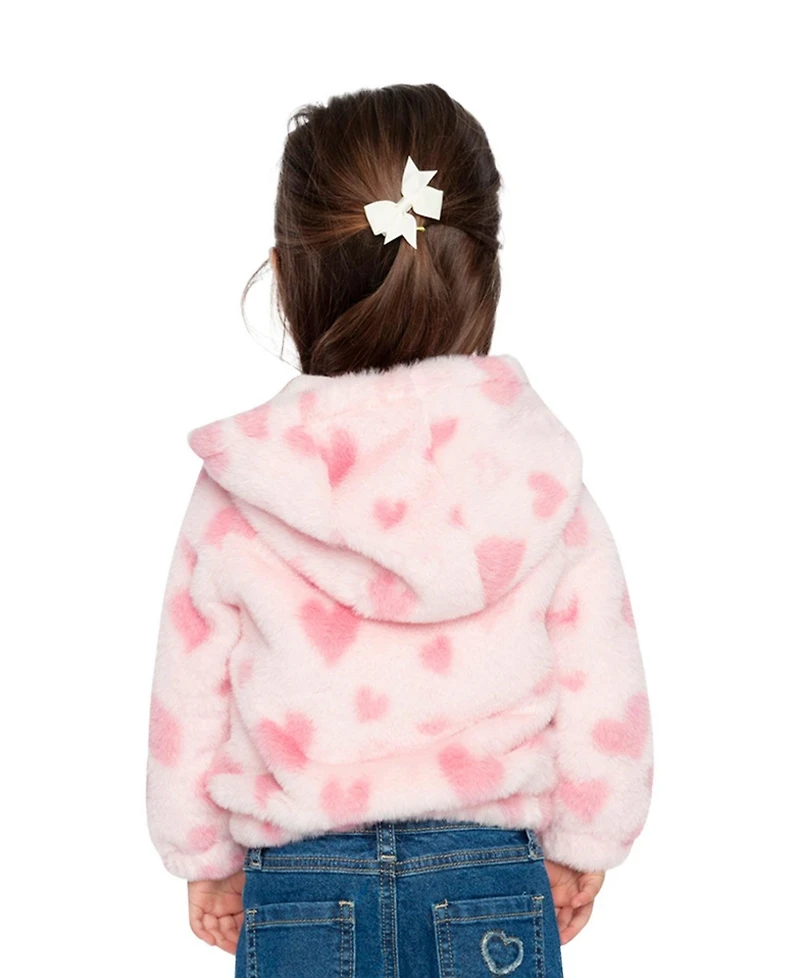 Deux par Deux Little and Big Girl (6-8) Hooded Full Zip Faux Fur Jacket