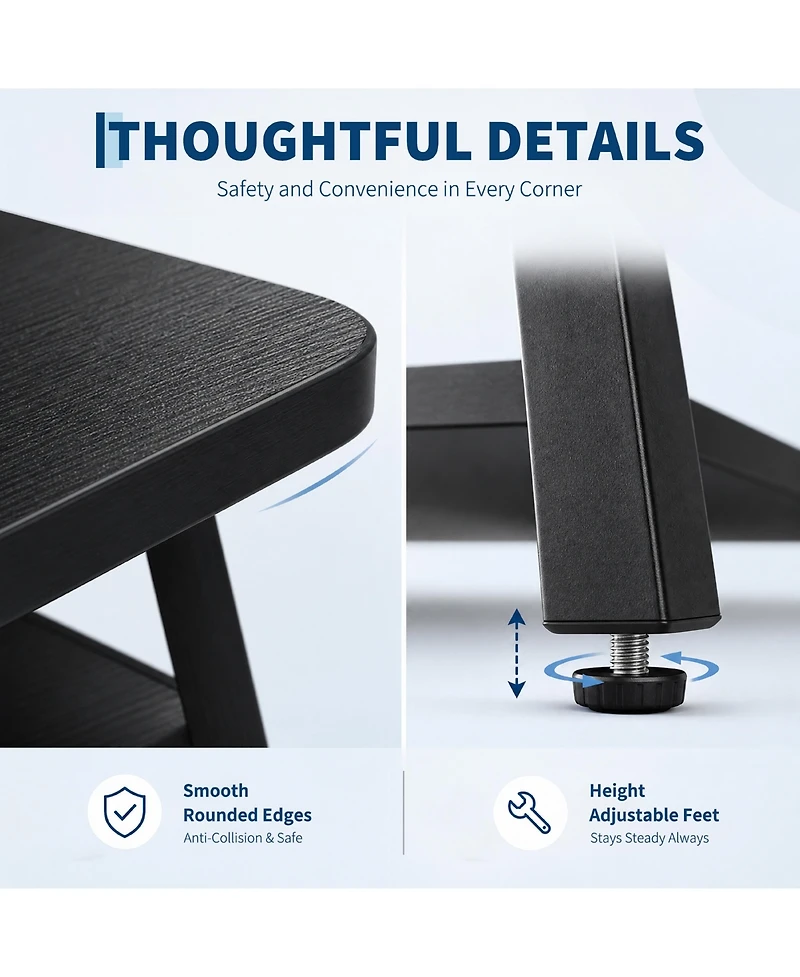 gaomon Rectangle Coffee Table for Living Room with Round Corners, Industrial Small 2-Tier Storage Shelf, Easy Assembly