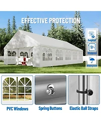 homfan Heavy Duty Large Event Tent, Metal Frame with Pe Canopy, Waveside Edge and Detachable Side Curtains for Commercial, Wedding, Parties