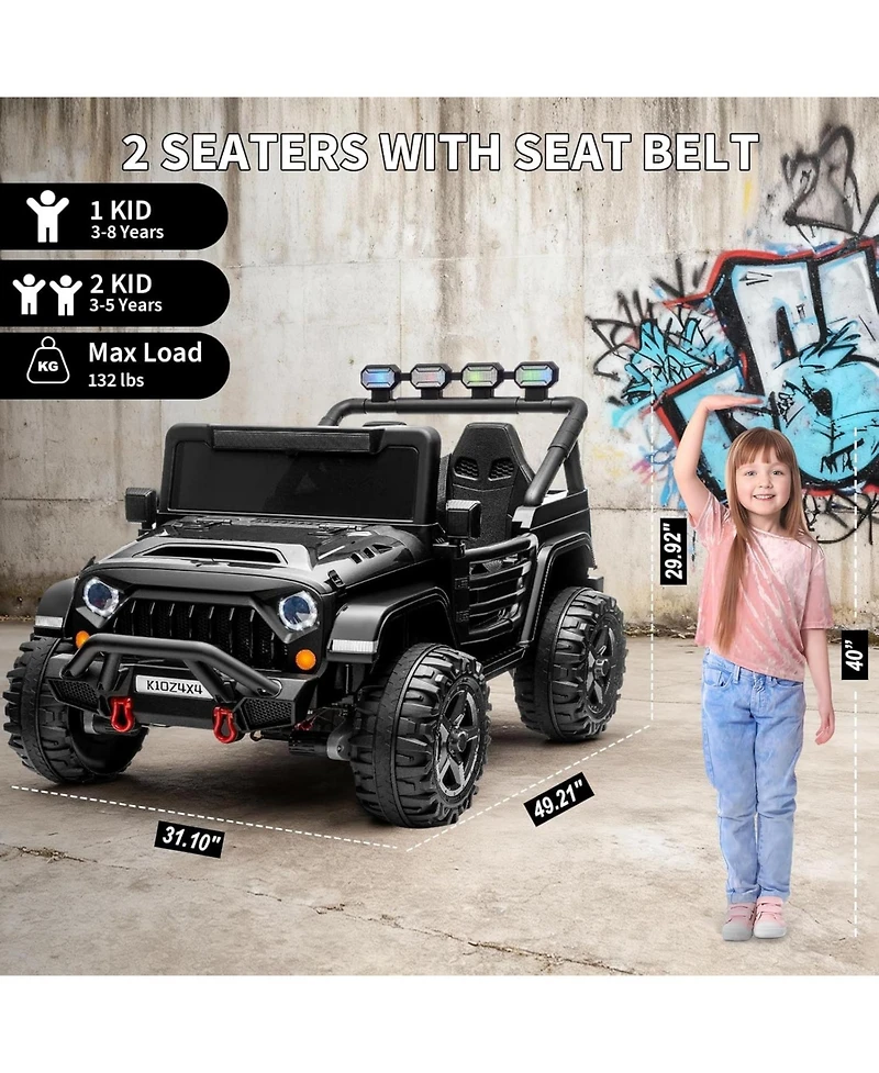 homfan 49.2 x 31.1 29.9 Inch Kids Electric Ride On Car 24V 2 Seater 4WD with Remote Control for Outdoor Play.