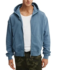 Cotton On Men's Cropped Full-Zip Hoodie Sweatshirt