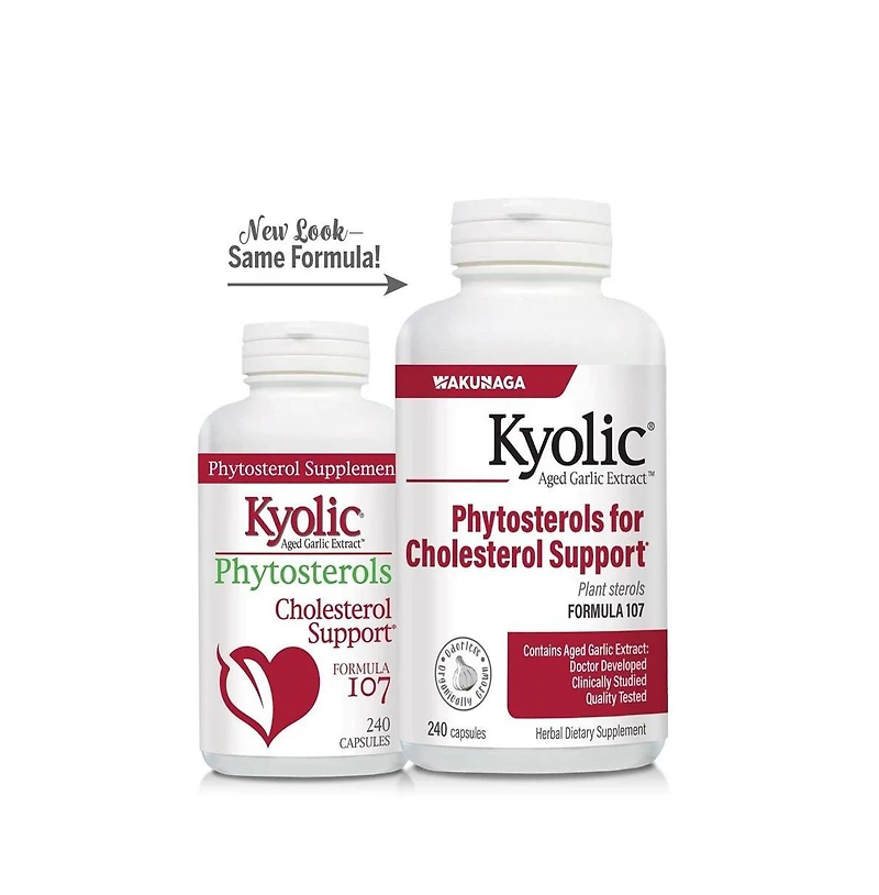 Kyolic Aged Garlic Extract Formula 107, Phytosterols for Cholesterol Support, 240 Capsules