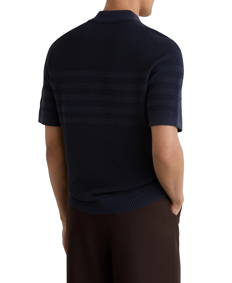 Reiss Men's Falklands Cotton-Blend Textured-Knit Half-Zip Polo Shirt