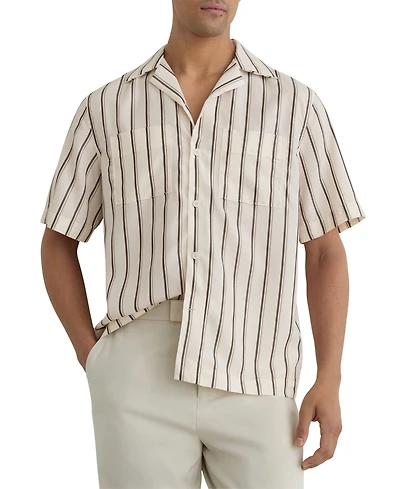 Reiss Men's Saint Lyocell Stripe Relaxed Cuban-Collar Shirt
