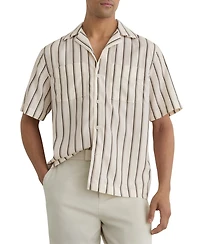 Reiss Men's Saint Lyocell Stripe Relaxed Cuban-Collar Shirt
