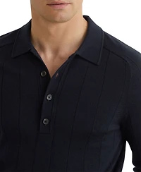 Reiss Men's Greyson Merino Wool Wide-Rib Polo Shirt