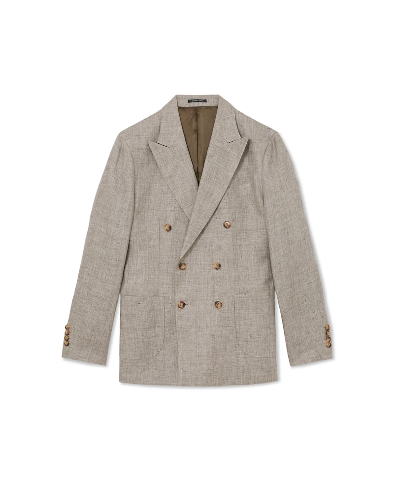 Reiss Men's Amore Linen Double-Breasted Tailored-Fit Suit Blazer