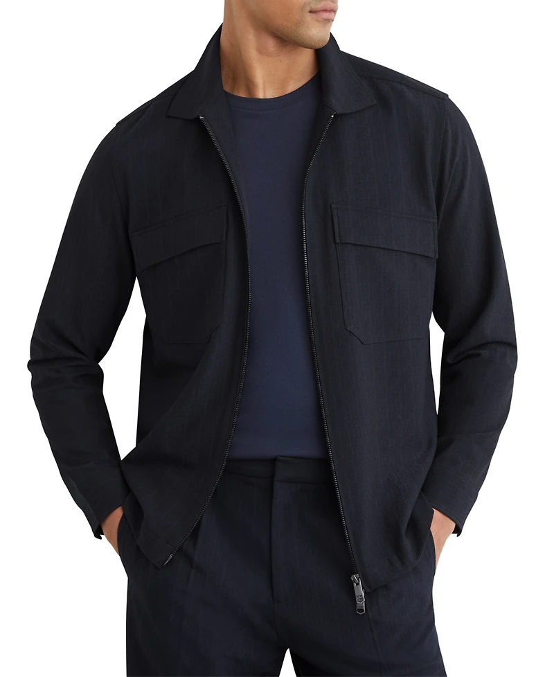 Reiss Men's Sidney Stripe Zip-Through Overshirt