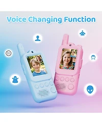 Contixo TK2 Kids Video Walkie Talkies with Camera, Blue and Pink 2-Pack, Rechargeable 2-Way Radios with 2" Screen, Voice and Photo Messaging