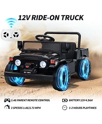 homfan 44.5x24.8x22.4 Licensed Toyota Pickup 12V Kids Battery Powered Ride-On, Remote Control, Music and Led Lights, Outdoor Play