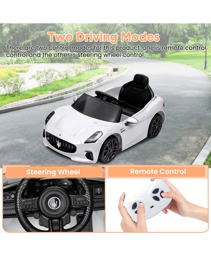homfan 12V Licensed Maserati Ride On Car, Remote Control, Led Light, Spring Suspension, Double Doors