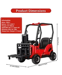 homfan 12V Electric Kids Forklift Ride-On Car with Remote Control, Liftable Fork and Pallet, 2 Speeds, Music, Usb Port, Safety Belt