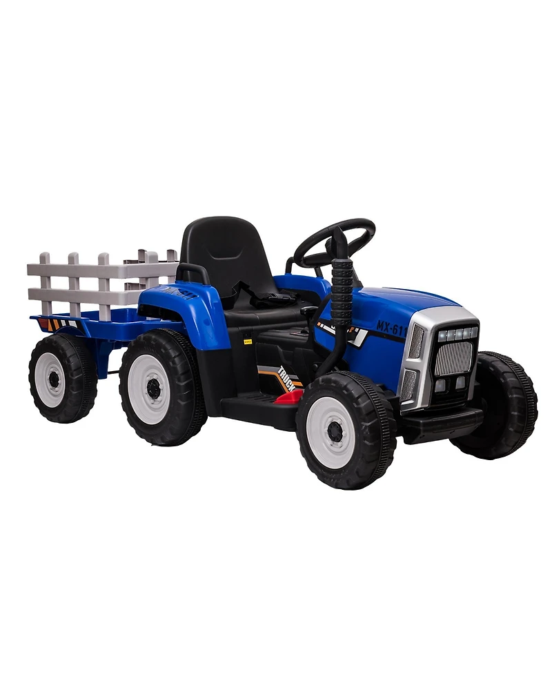 homfan 12V Kids Electric Ride-On Tractor with Trailer