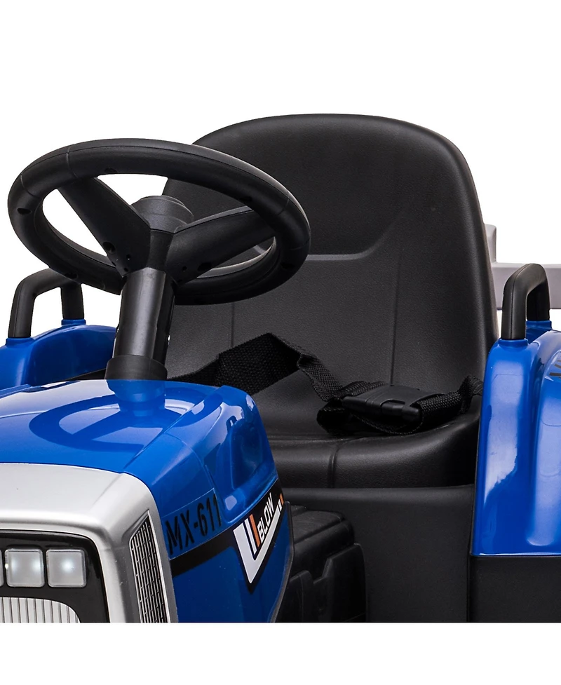 homfan 12V Kids Electric Ride-On Tractor with Trailer