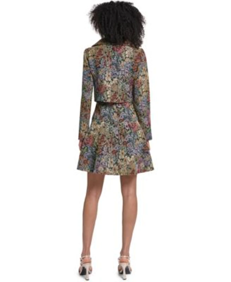 Karl Lagerfeld Paris Womens Floral Tapestry Fit Flare Dress Tapestry Jacket