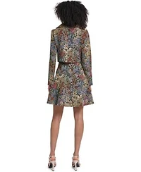 Karl Lagerfeld Paris Womens Floral Tapestry Fit Flare Dress Tapestry Jacket