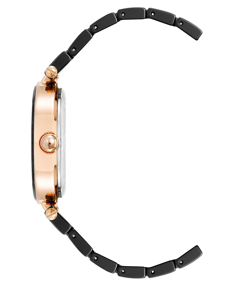 Anne Klein Women's Quartz Black Round Dial Black Ceramic Bracelet Watch 33mm x 38.5mm