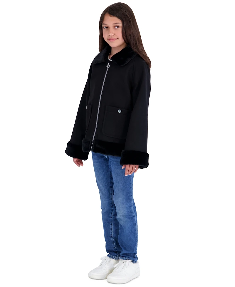 Michael Kors Girls' 5-16 Midweight Long-Sleeve Faux Wool Jacket