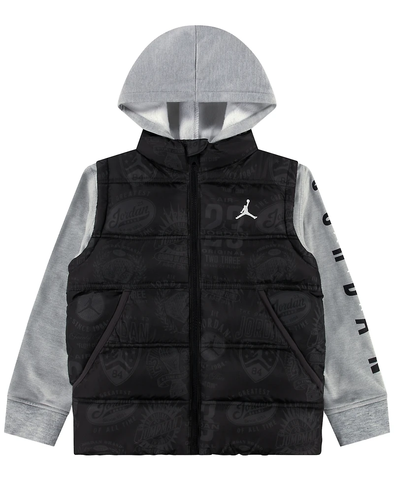 Jordan Little and Toddler Boys Layered-Look Hooded Jacket