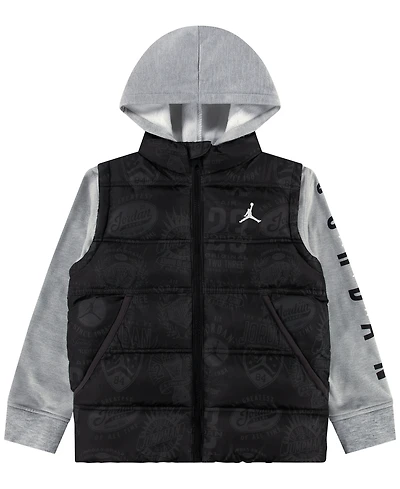 Jordan Little and Toddler Boys Layered-Look Hooded Jacket