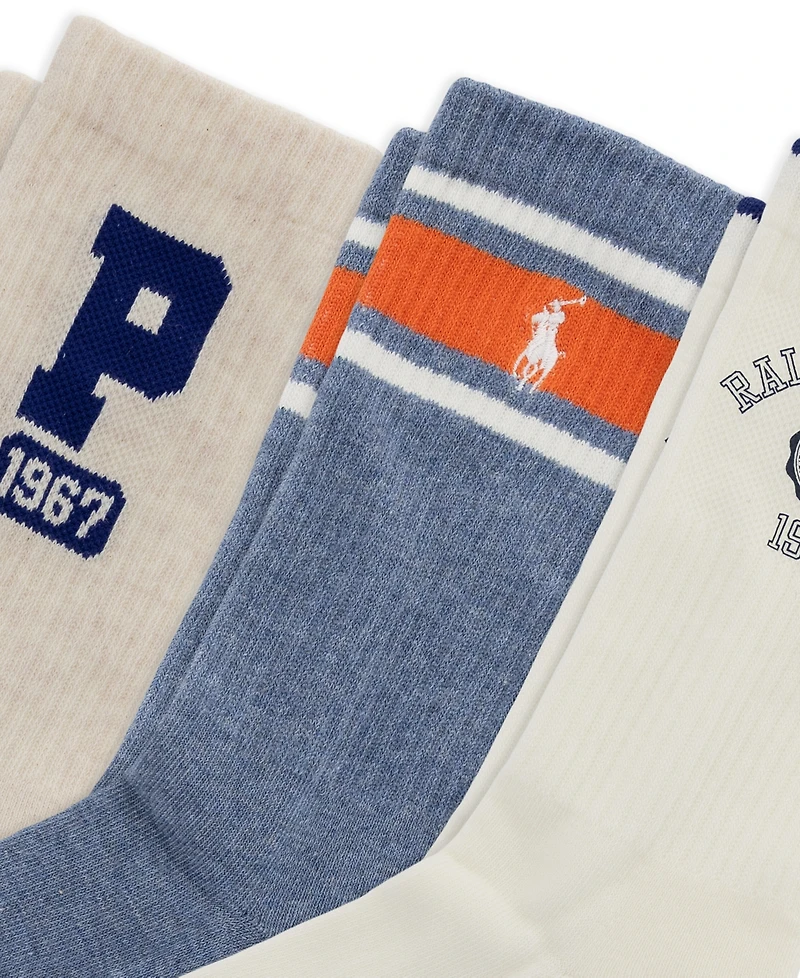 Polo Ralph Lauren Women's Crest Logo Smooth Toe Seam Crew Socks, 3-Pack