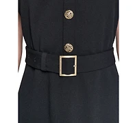 Karl Lagerfeld Paris Women's Belted A-Line Midi Shirt Dress